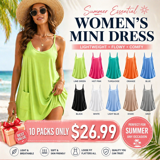 Last Day Promotion - Women's Summer Sleeveless Mini Dress V Neck Spaghetti