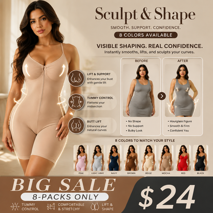 Shapewear for Women Tummy Control Bodysuits Zip-Up Comfort Ultra Stretch Fabric